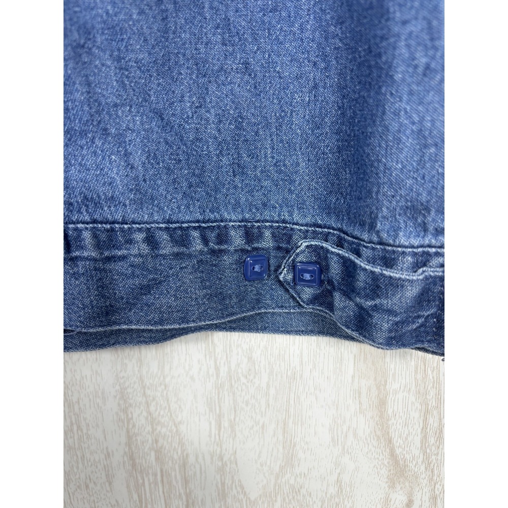 Lemon Grass Denim Vest Womens M Embroidered Patchwork Boho Festival Western Chic - Picture 7 of 8